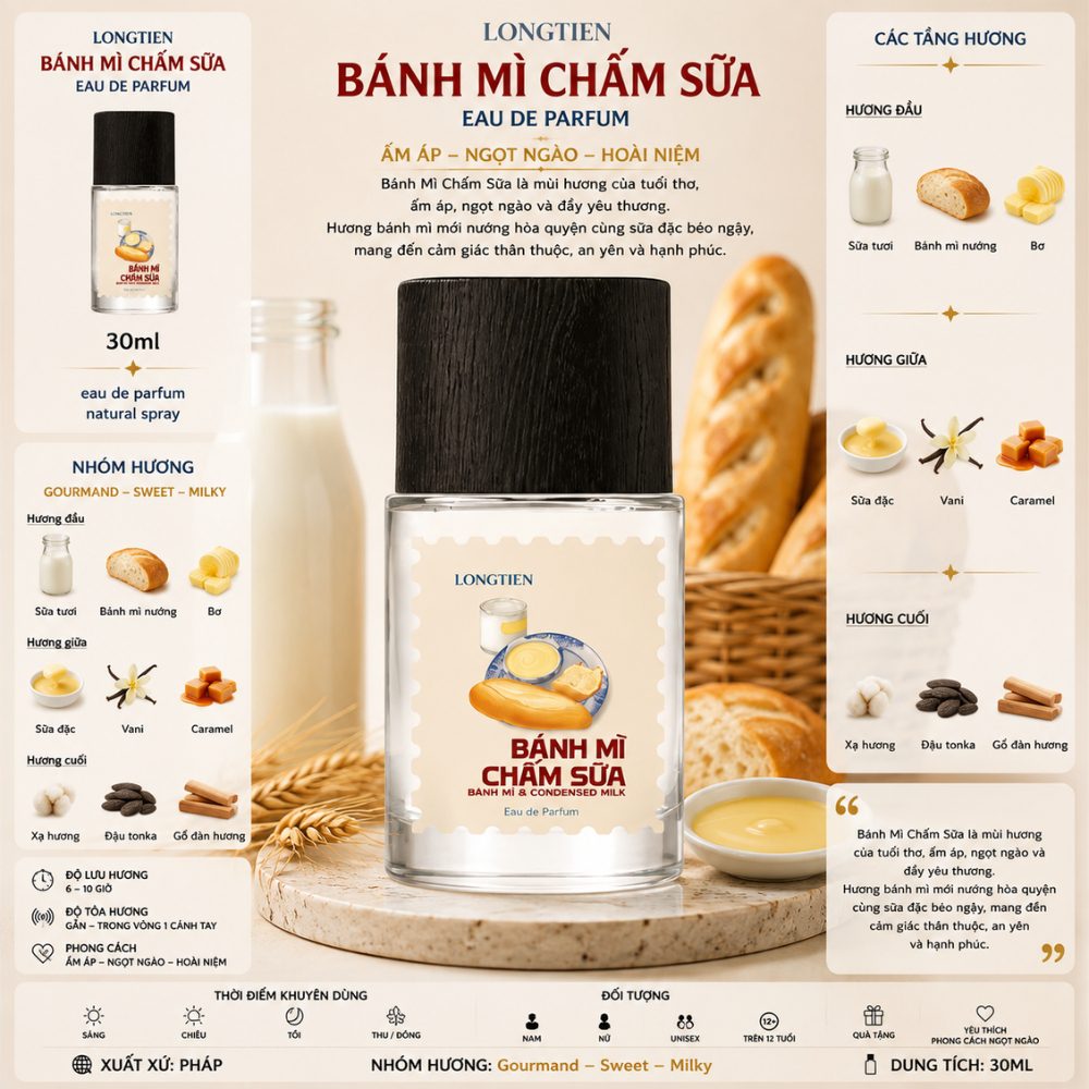 LONGTIEN Bánh Mì Chấm Sữa EDP 50ml 1 Thông tin LONGTIEN Bánh Mì _ Tiến Perfume