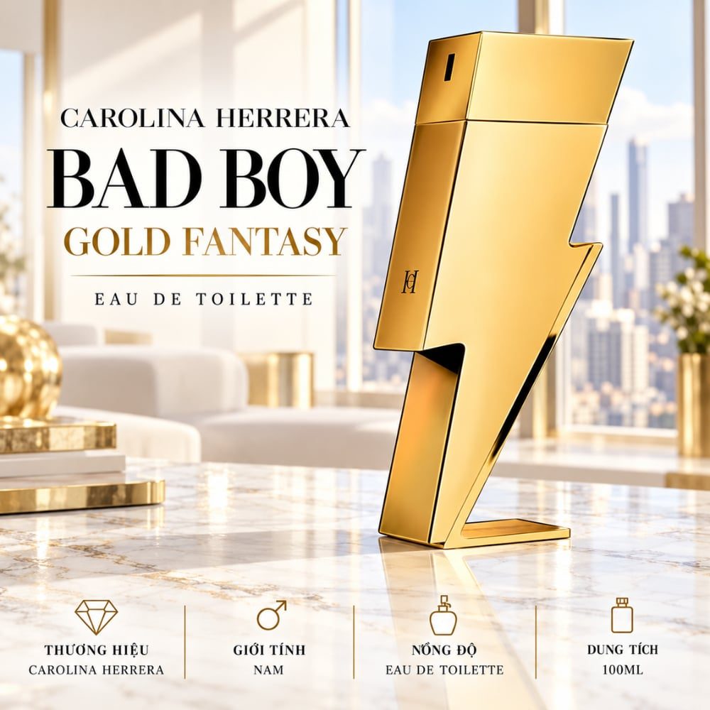 Carolina Herrera Bad Boy Gold Fantasy 23 Authentic Perfume Carolina Herrera Bad Boy Gold Fantasy _ Tiến Perfume