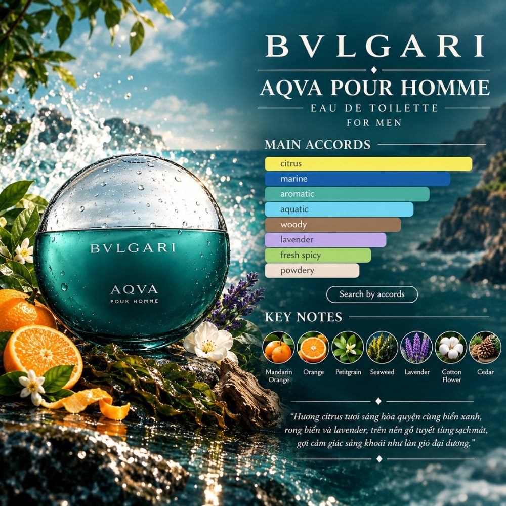 Bvlgari Aqua Pour Homme EDT 24 Mùi hương Nước hoa Bvlgari Aqua Pour Homme EDT _ Tiến Perfume