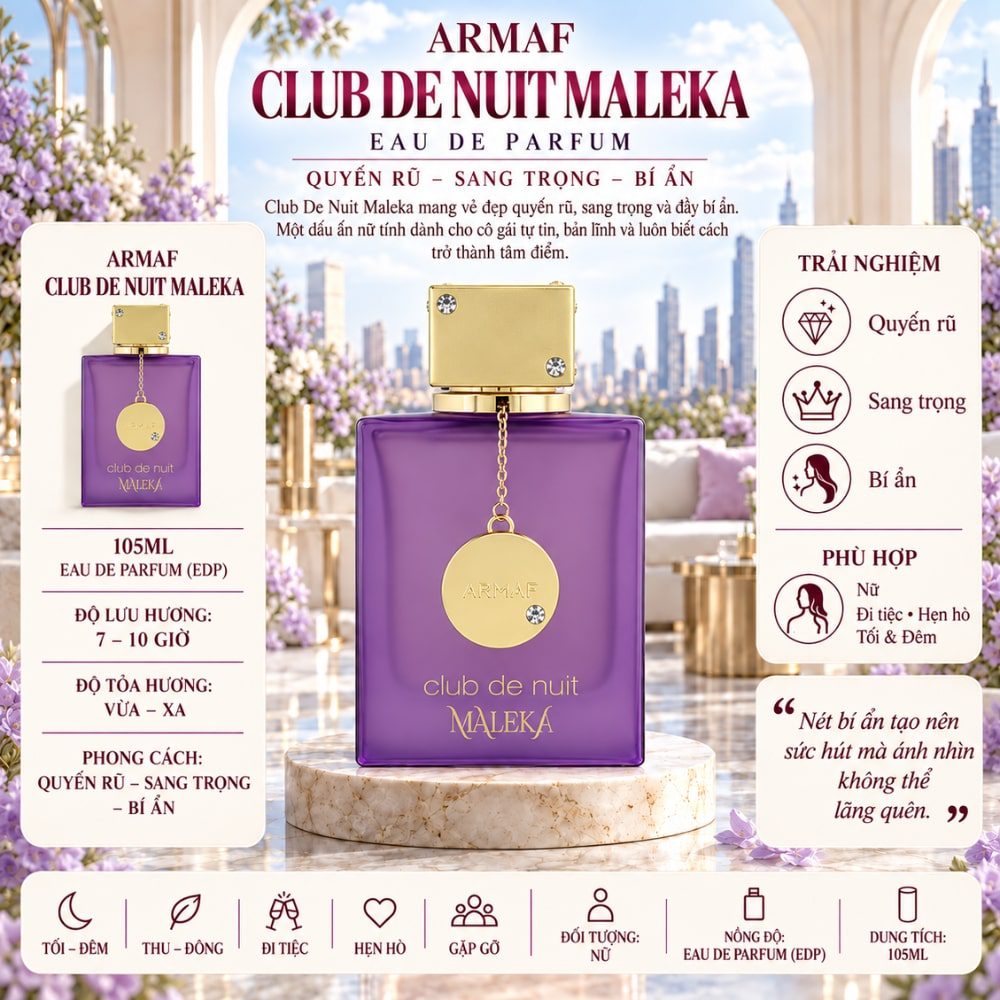 Club De Nuit Maleka EDP 105ml 17 Thông tin Armaf Club De Nuit Maleka EDP _ Tiến Perfume