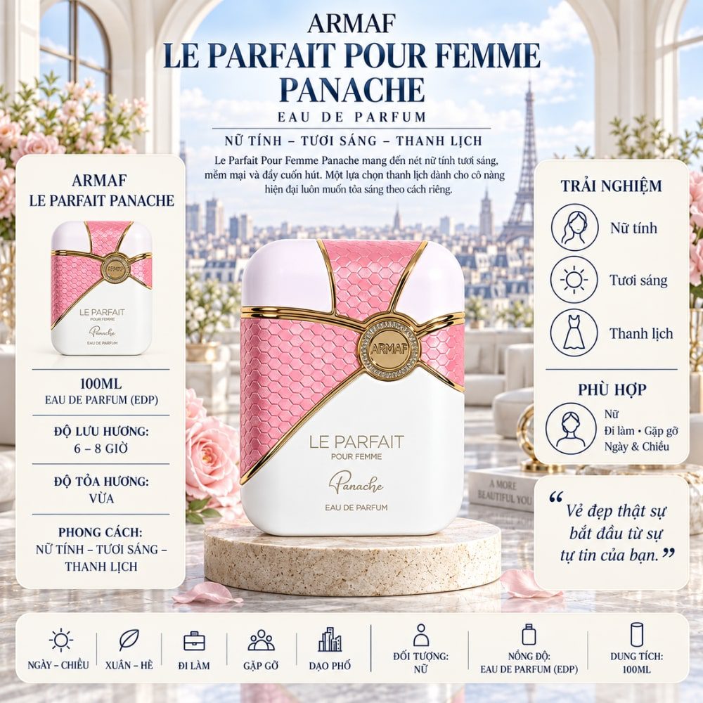 Armaf Le Parfait Panache Pour Femme EDP 17 Thông tin Armaf Le Parfait Pour Femme Panache EDP _ Tiến Perfume