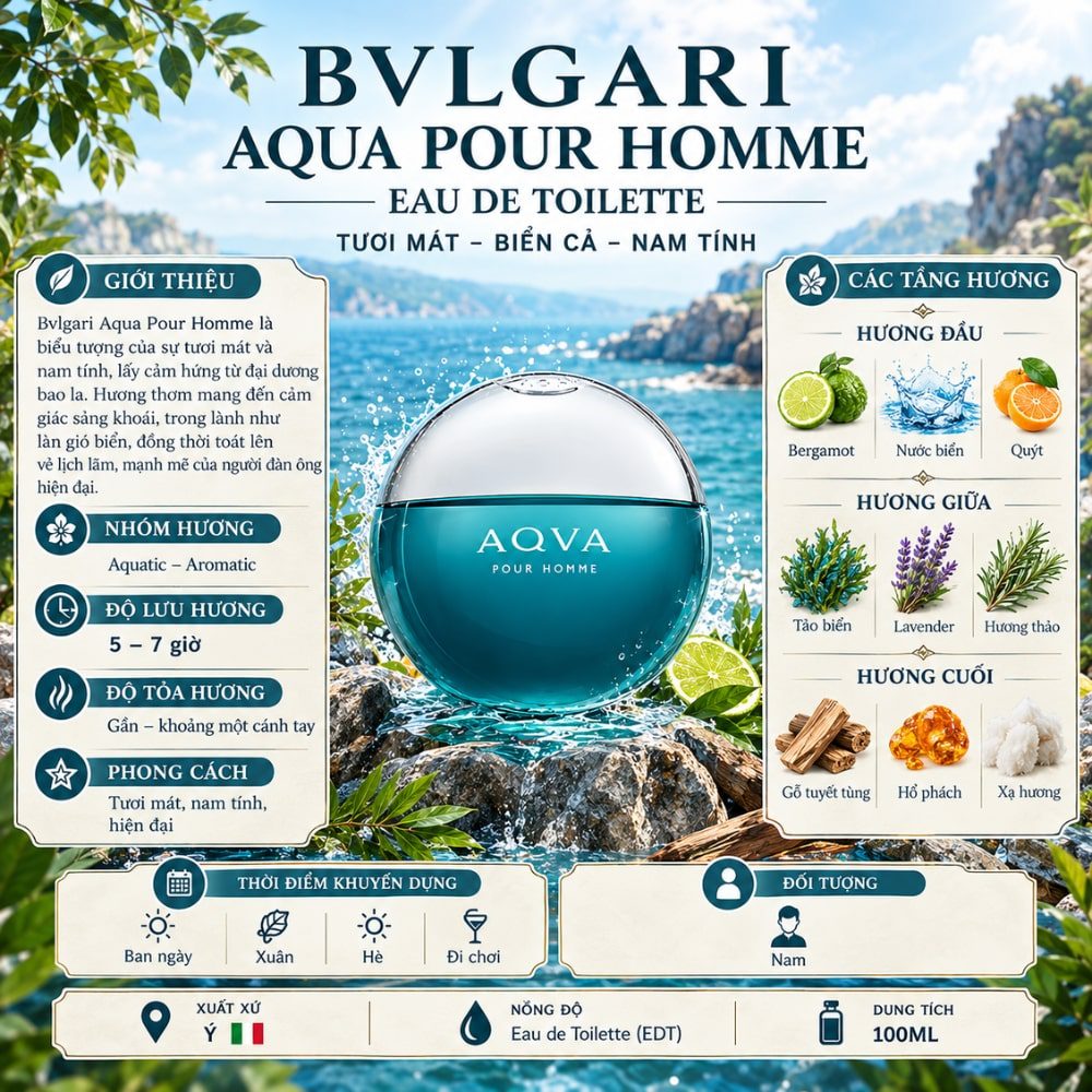 Bvlgari Aqua Pour Homme EDT 17 Thông tin Bvlgari Aqua Pour Homme EDT _ Tiến Perfume