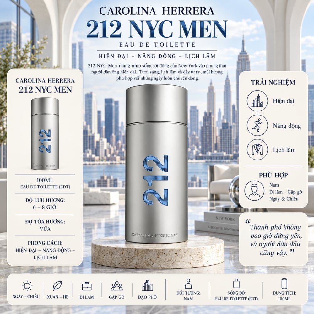 Carolina Herrera 212 Sexy NYC Men 17 Thông tin Carolina Herrera 212 Sexy NYC Men _ Tiến Perfume