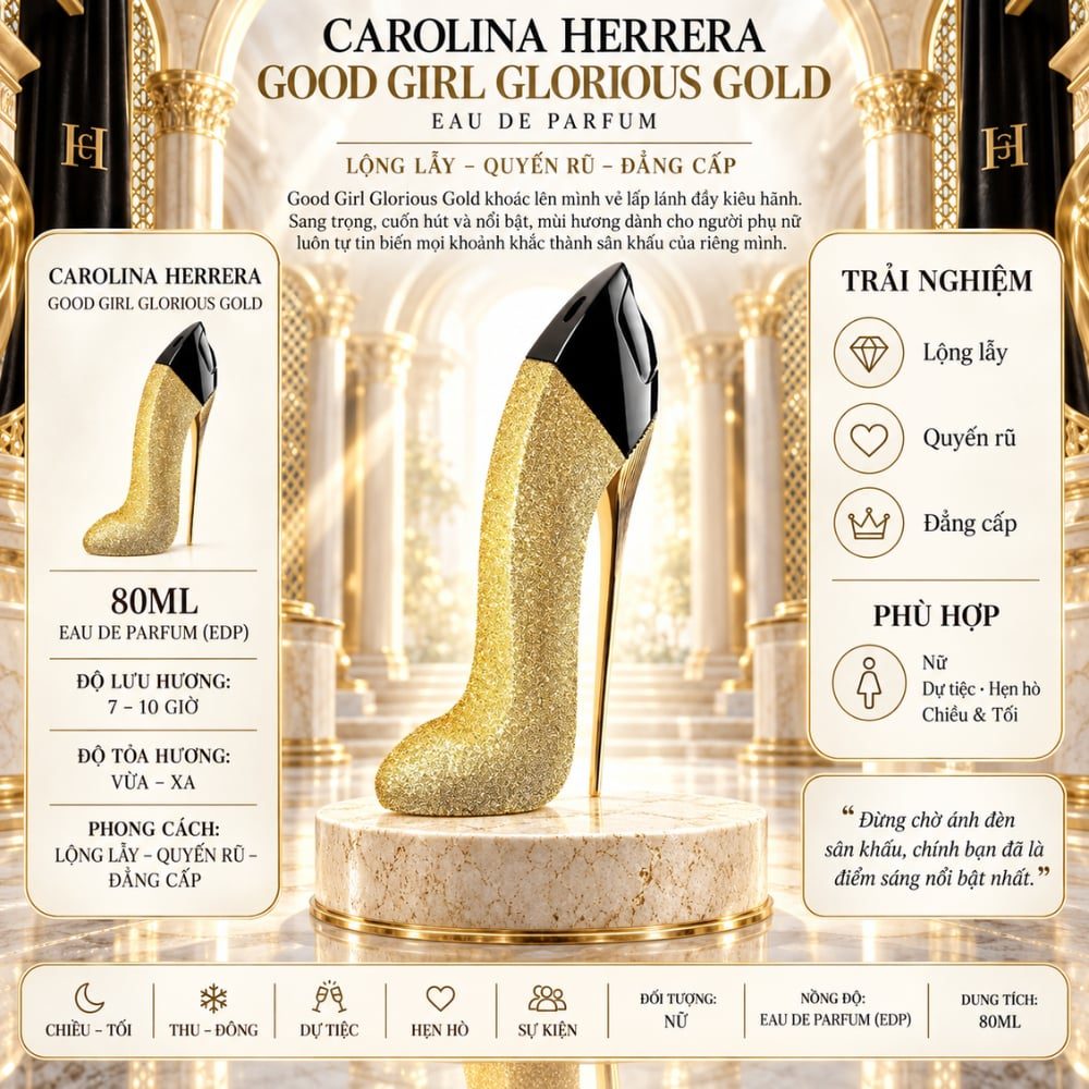 Carolina Herrera Good Girl Glorous Gold 17 Thông tin Carolina Herrera Good Girl Glorous Gold _ Tiến Perfume