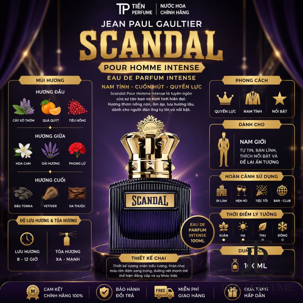 Jean Paul Gaultier Scandal Pour Homme Intense 15 Jean Paul Gaultier Scandal Pour Homme Intense (Scandal tím nam) Tiến Perfume