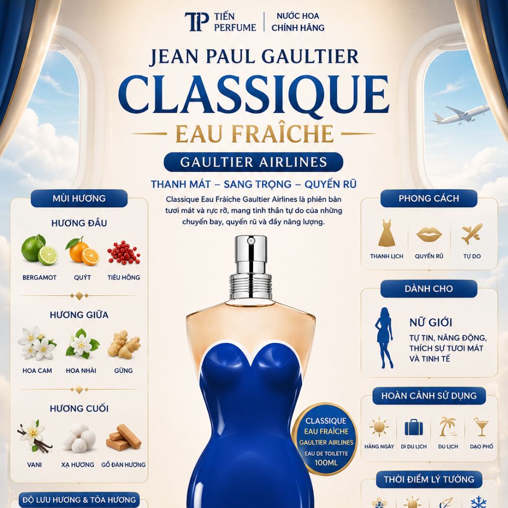 Jean Paul Classique Eau Fraiche EDT 15 Thông tin Jean Paul Classique Eau Fraiche EDT For Woman _ Tiến Perfume