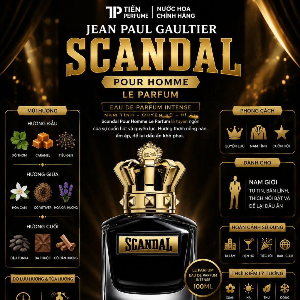 Jean Paul Gaultier Scandal Pour Homme Le Parfum 17 Thông tin Jean Paul Gaultier Scandal Pour Homme Le Parfum EDP Intense 100ml _ Tiến Perfume