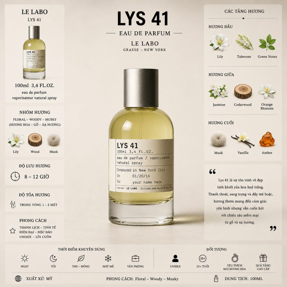 Le Labo Lys 41 19 Thông tin Le Labo Lys 41 _ Tiến Perfume