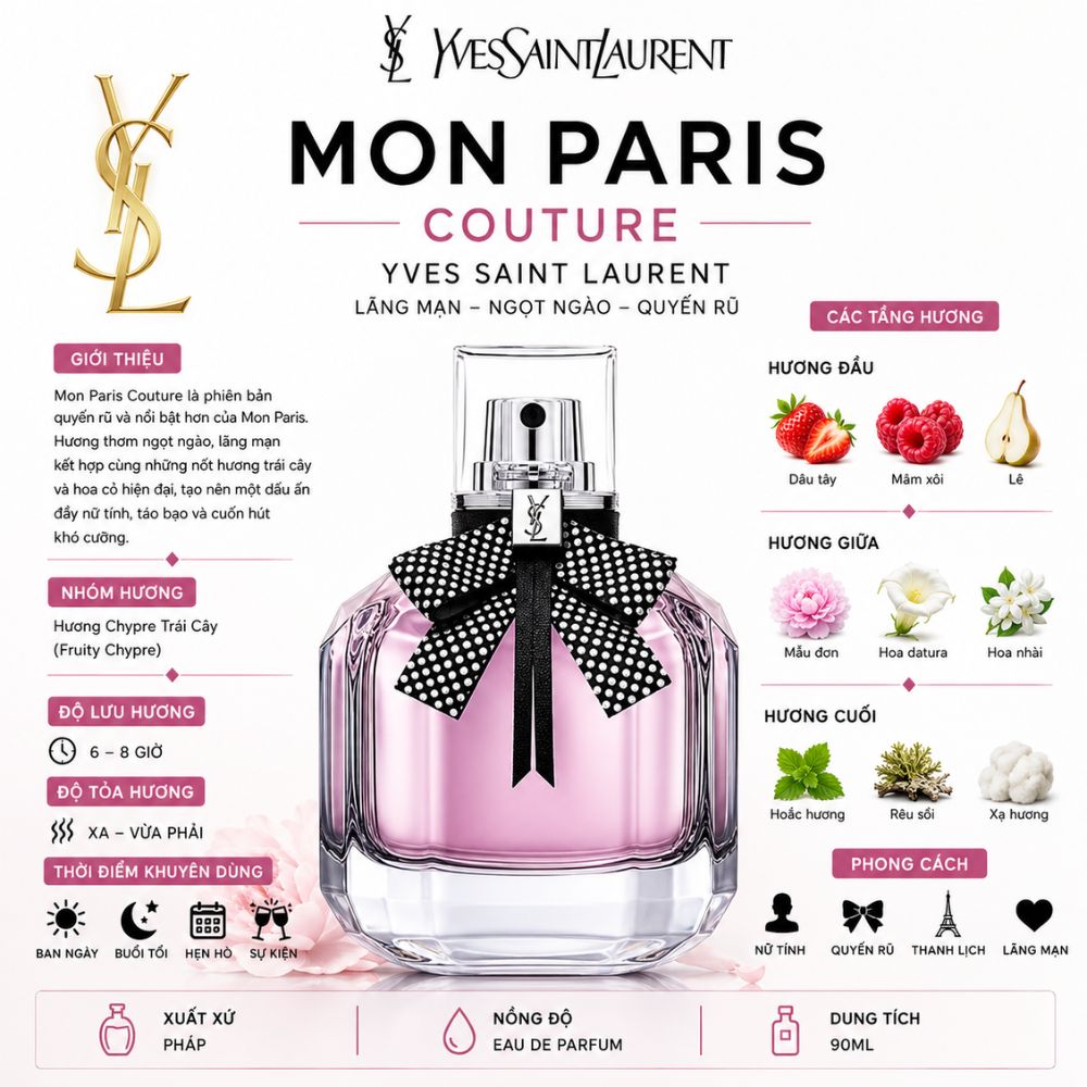 Yves Saint Laurent YSL Mon Paris Couture EDP 21 Thông tin Mon Paris Couture Yves Saint Laurent _ Tiến Perfume
