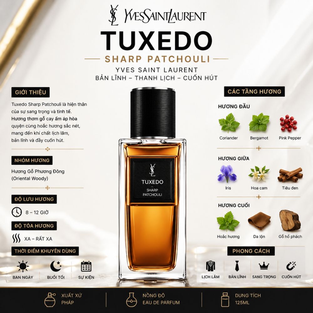 YSL Tuxedo Sharp Patchouli EDP 17 Thông tin Tuxedo Sharp Patchouli Yves Saint Laurent _ Tiến Perfume