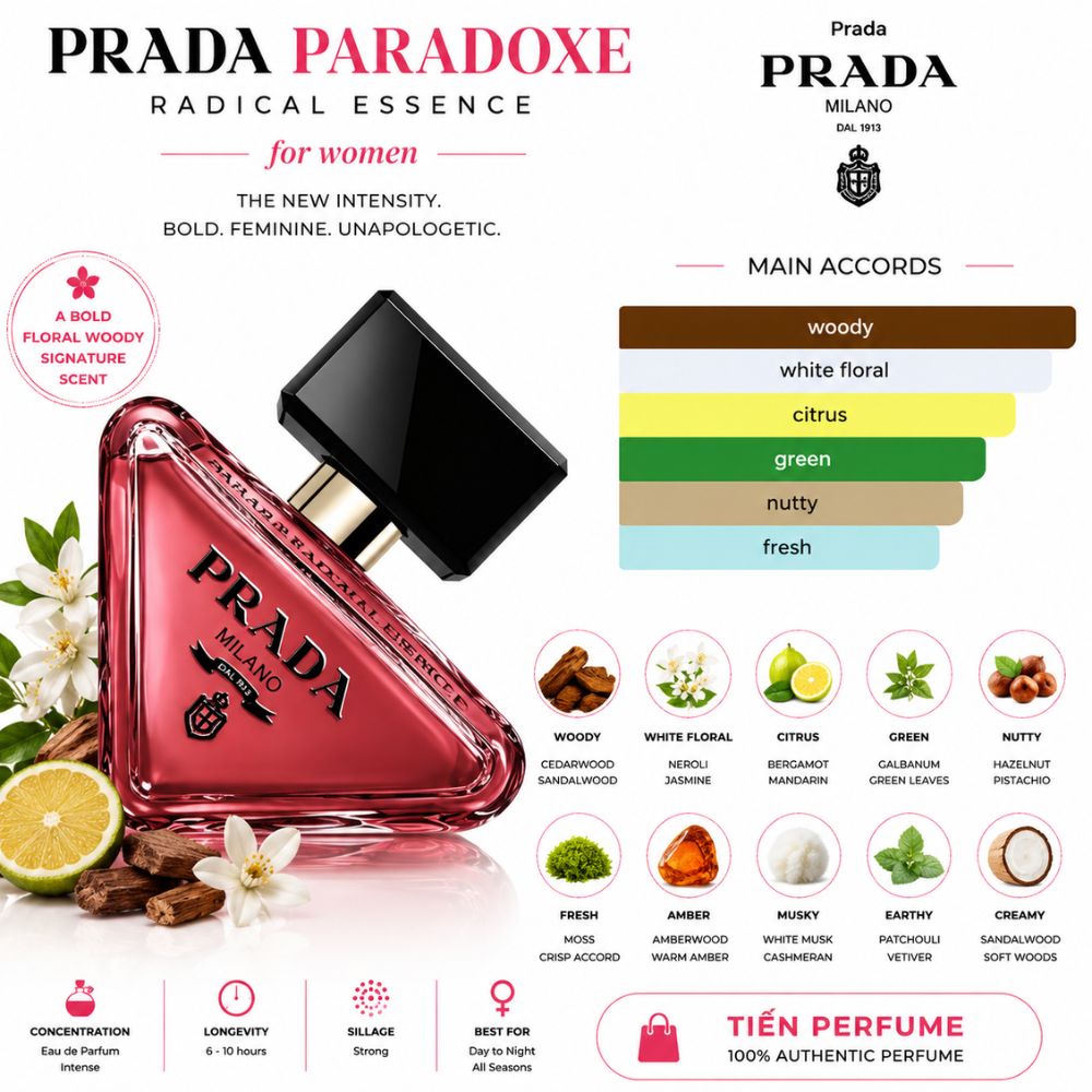 Prada Paradoxe Radical Essence Parfum 23 Mùi hương Nước hoa Prada Paradoxe Radical Essence Parfum _ Tiến Perfume