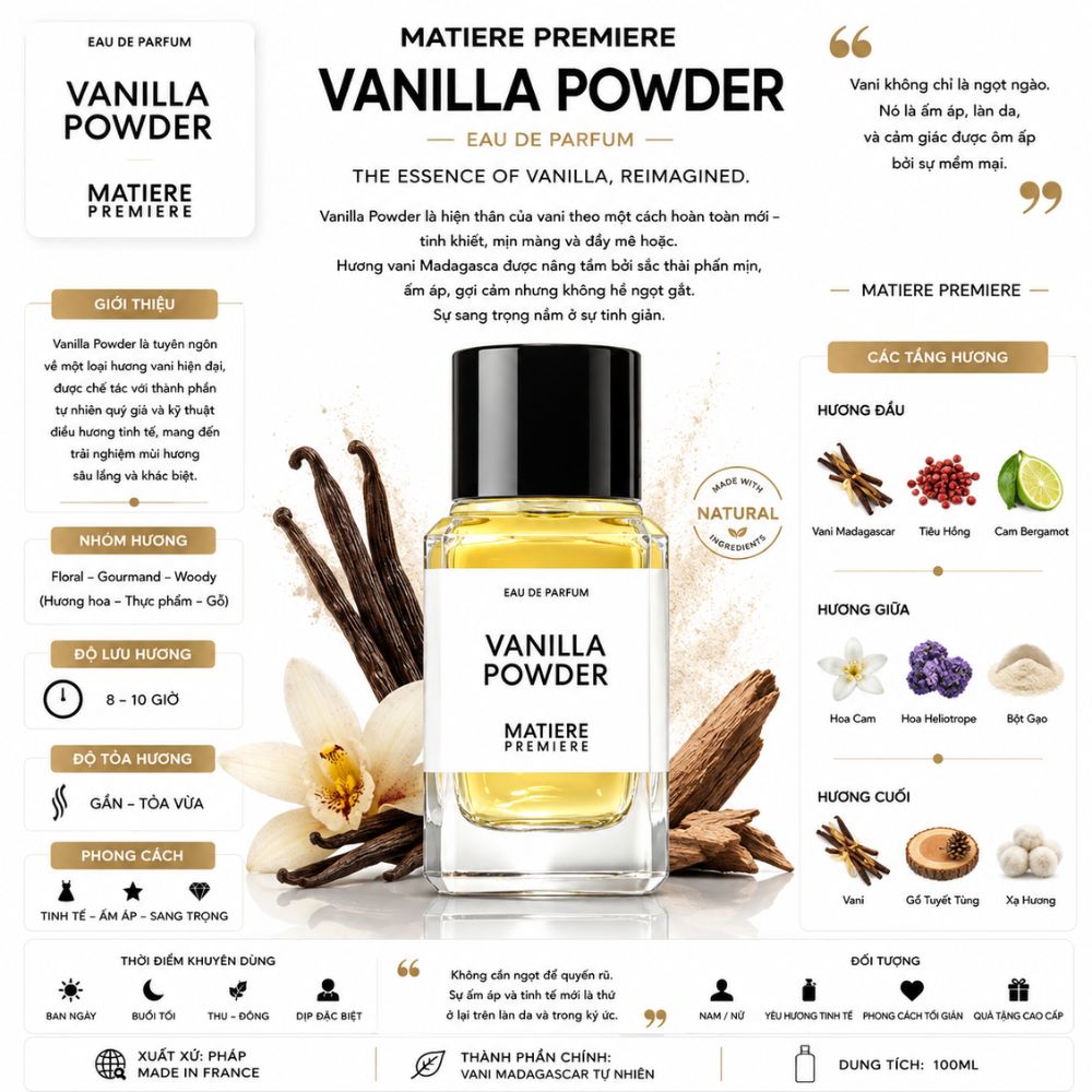 Matiere Premiere Vanilla Powder EDP 19 Thông tin Matiere Premiere Vanilla Powder EDP _ Tiến Perfume
