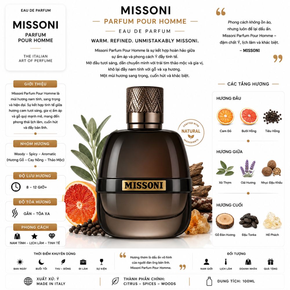 Missoni Parfum Pour Homme 17 Thông tin Missoni Parfum Pour Homme EDP _ Tiến Perfume