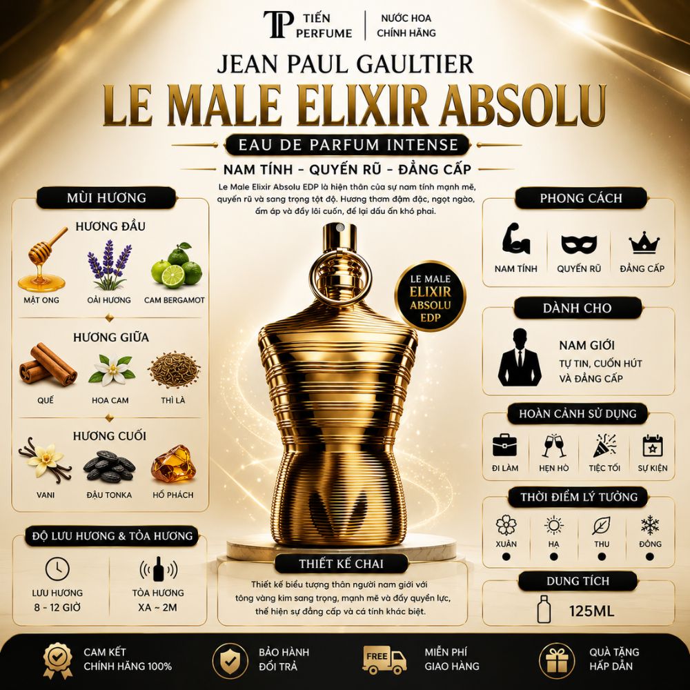 Jean Paul Gaultier Le Male Elixir Absolu 17 Thông tin Nước hoa Jean Paul Gaultier Le Male Elixir Absolu 125ml _ Tiến Perfume