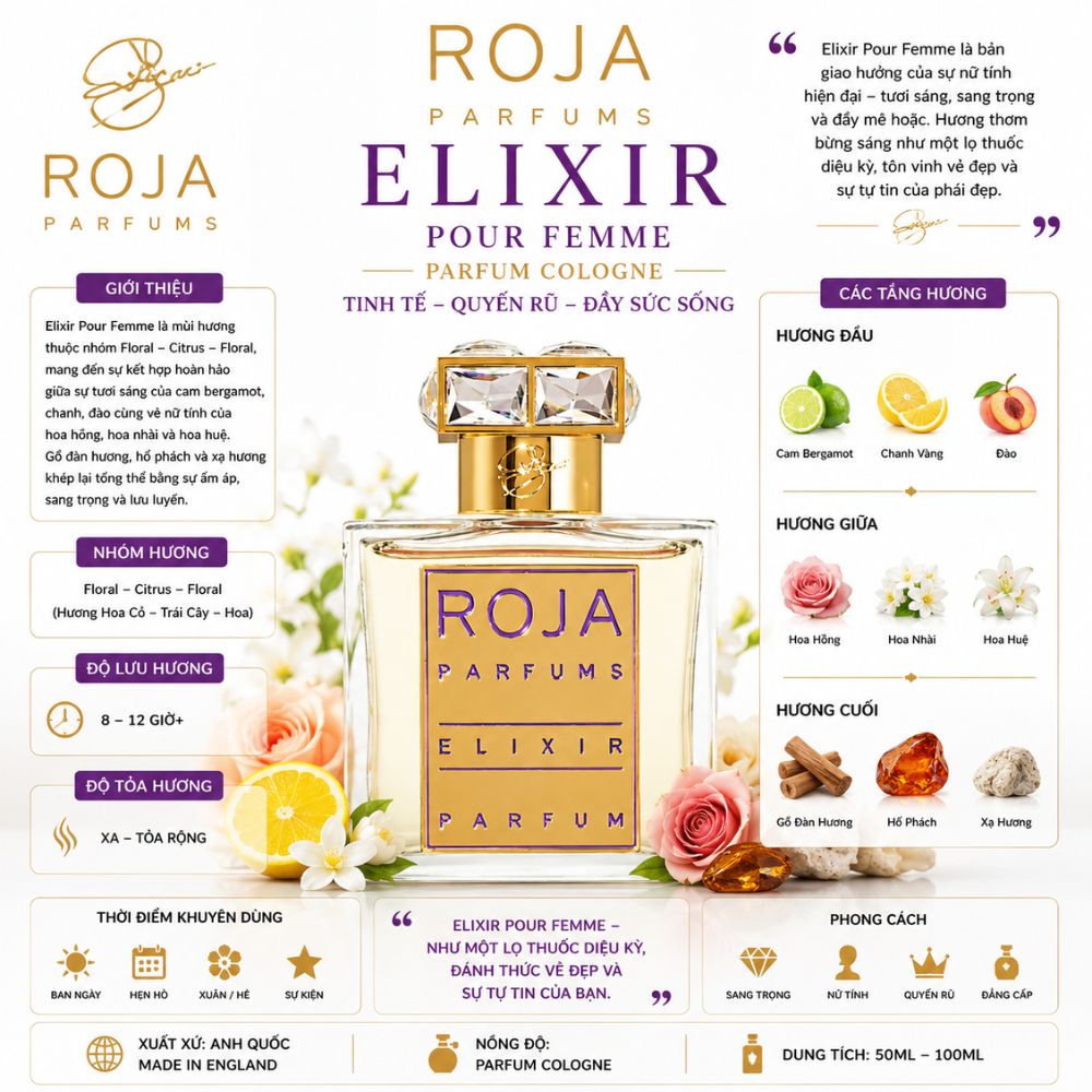 Roja Parfums Elixir Parfum 50ml 17 Thông tin Roja Elixir Pour Femme Parfum _ Tiến Perfume