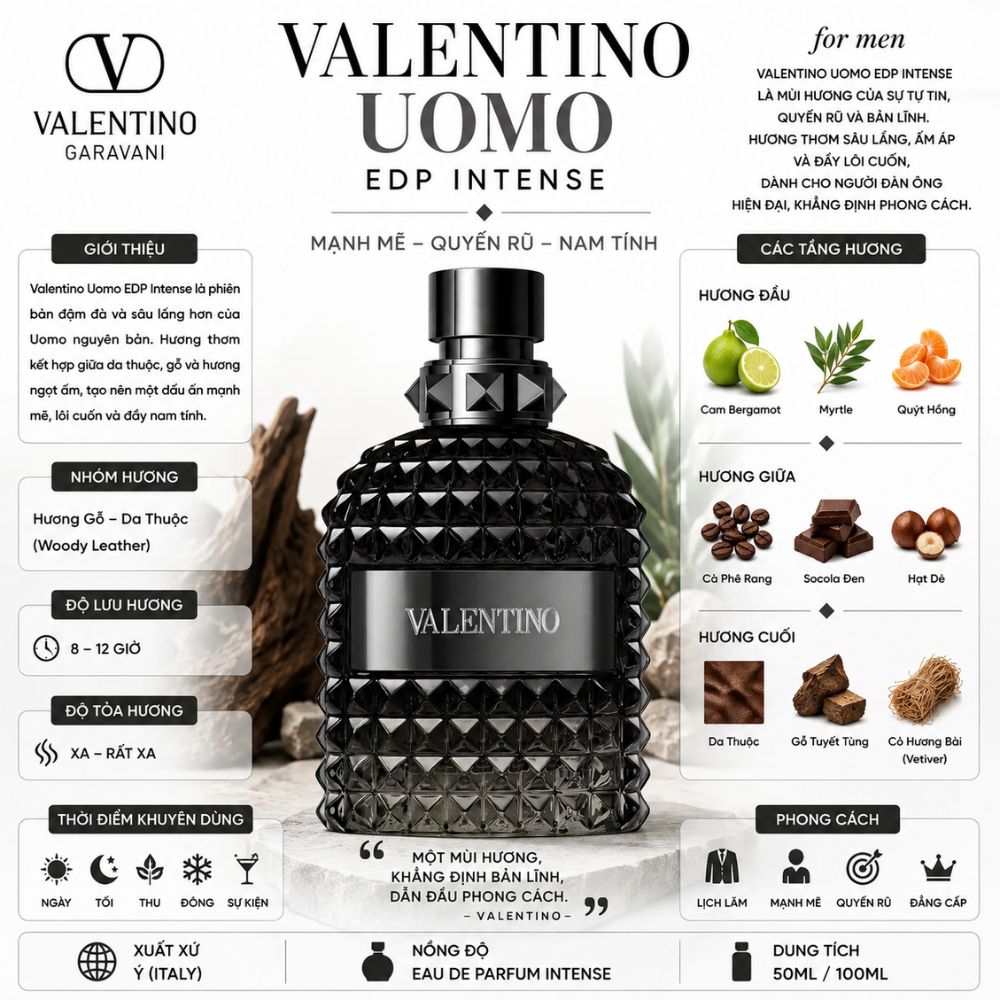 Valentino Uomo Intense EDP 10 Thông tin Valentino Uomo EDP Intense _ Tiến Perfume