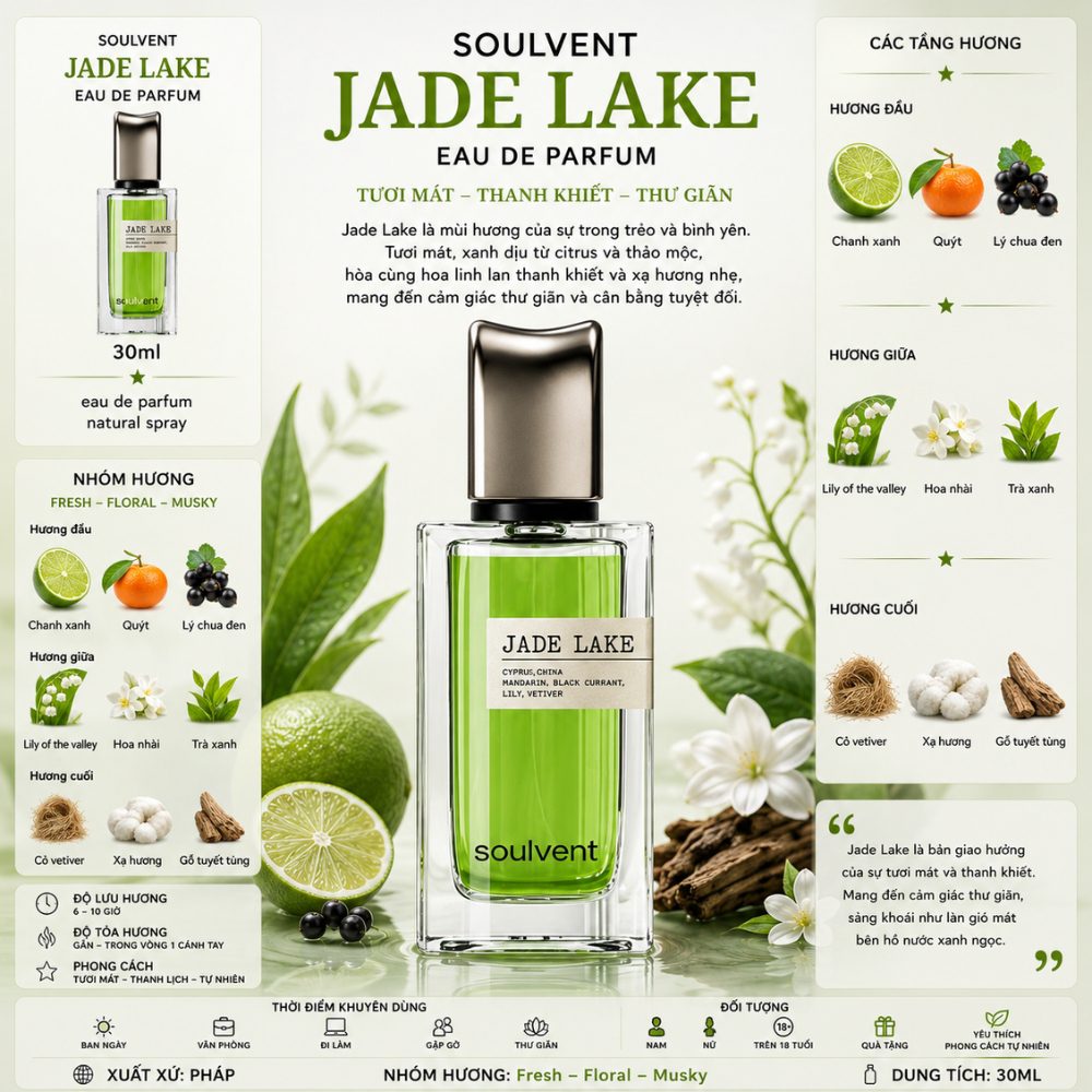 SOULVENT Jade Lake 30ml 1 Thông tin SOULVENT Jade Lake _ Tiến Perfume