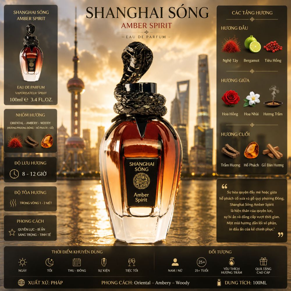 SHANGHAI Sóng Amber Spirit EDP 1 Thông tin Shanghai Sóng Amber Spirit 75ml _ Tiến Perfume