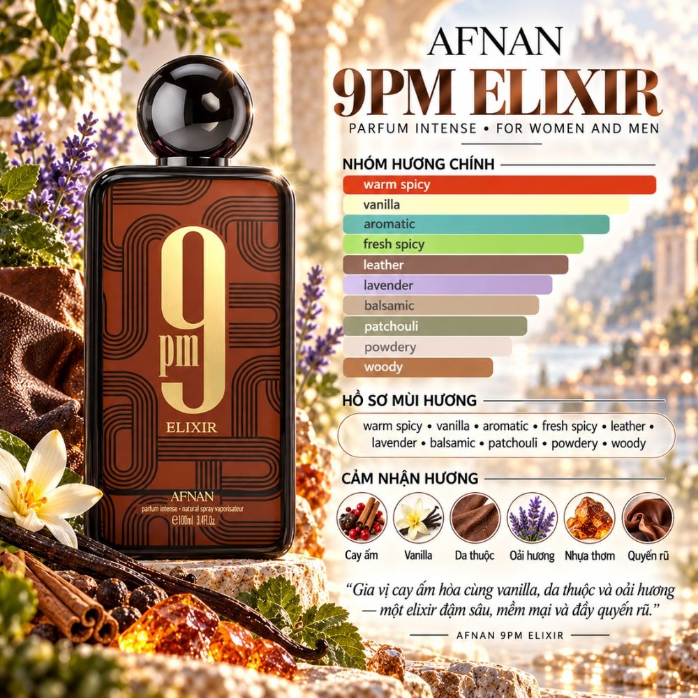 Afnan 9PM Elixir Intense Parfum 7 Mùi hương Nước hoa Afnan 9PM Elixir Intense Parfum _ Tiến Perfume