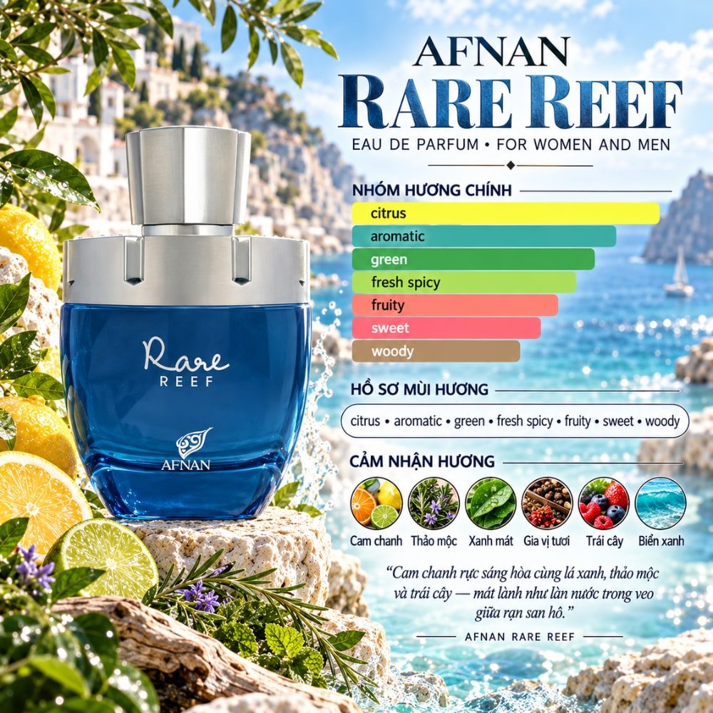 Afnan Rare Reef Extrait De Parfum 8 Mùi hương Nước hoa Afnan Rare Reef Extrait De Parfum _ Tiến Perfume