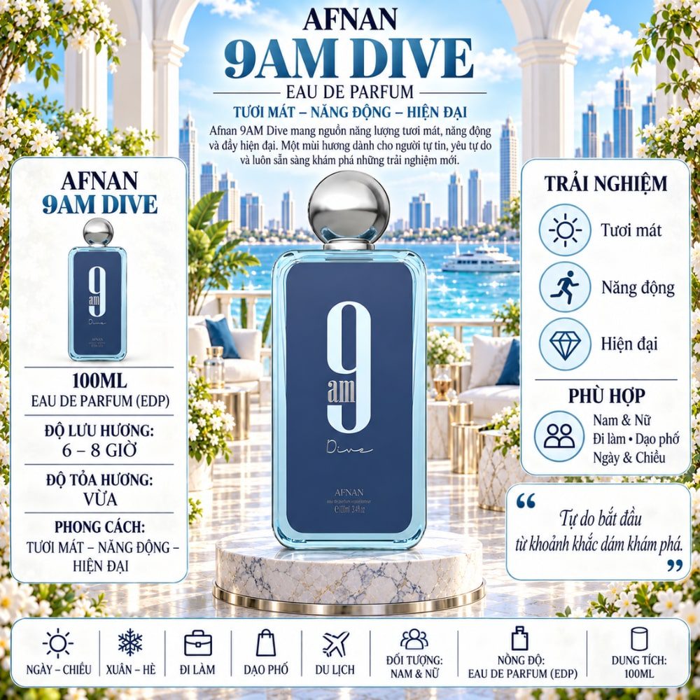 Afnan 9AM Dive EDP 1 Thông tin Afnan 9AM Dive EDP _ Tiến Perfume