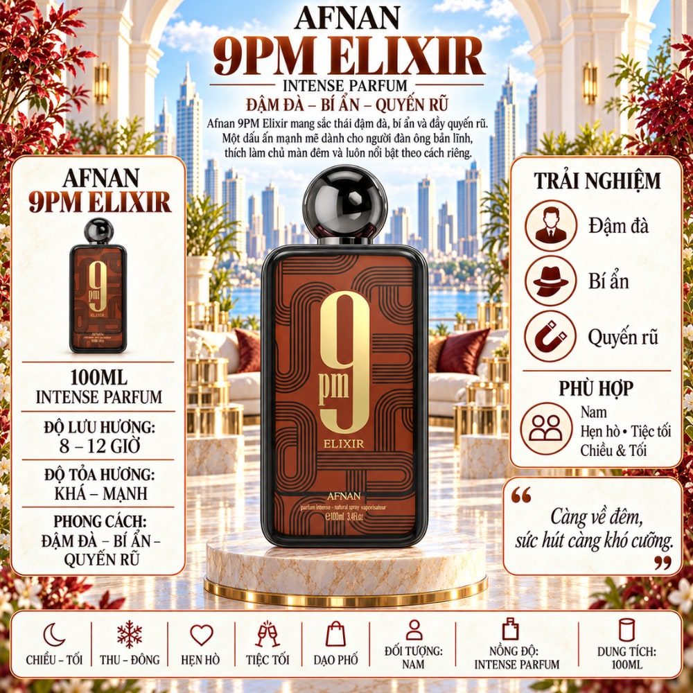 Afnan 9PM Elixir Intense Parfum 1 Thông tin Afnan 9PM Elixir Intense Parfum _ Tiến Perfume