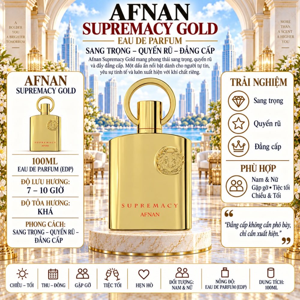 Afnan Supremacy Gold EDP 1 Thông tin Afnan Supremacy Gold EDP _ Tiến Perfume