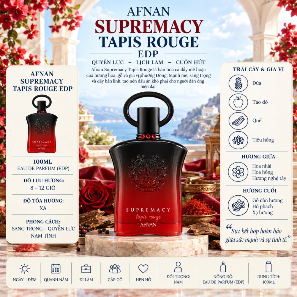 Afnan Supremacy Tapis Rouge EDP 1 Thông tin Afnan Supremacy Tapis Rouge EDP _ Tiến Perfume